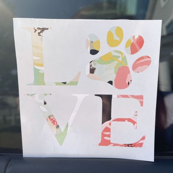 Floral LOVE Dog Print Vinyl Decal - Picture 2 of 10